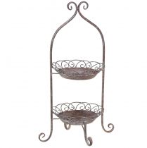 Artikel Metalen etagere 2-laags bruin wit Ø25,5cm 63,5cm