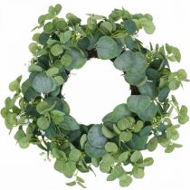 Sierkrans eucalyptus groen witte bloemen kunst Ø45cm
