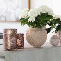 Artikel Decoratieve glazen lantaarn anjers zilverbruin H12,5cm 2 st