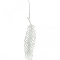 Artikel Veren om op te hangen, kerstboomversiering, decoratieve veren met glitter, bruiloft wit L19cm 12st