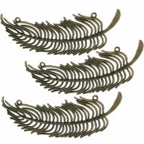 Artikel Decoratieve veren, sieradenhangers, metalen veren, strooidecoratie bronskleurig L8cm 10 st.