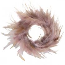 Verenkrans klein roze, bruin-rood Ø10.5cm Paasdecoratie echte veren