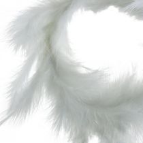 Veerkrans wit Ø15cm lentedecoratie met echte veren 4st