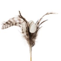 Artikel Decoratieve stokjes met veren, gemaakt van natuurlijke veren, paasdecoratie voor elegante arrangementen, 37 cm, 12 stuks