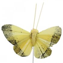 Artikel Veer vlinder op draad 5cm oranje, geel 24st
