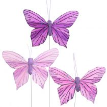 Veer vlinders paars 8,5cm 12st