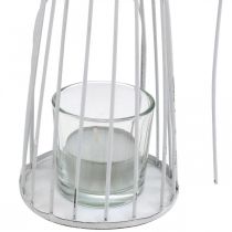 Lentedecoratie, bloemenfee als lantaarn, metalen tafeldecoratie, elf met bloem wit H32.5cm