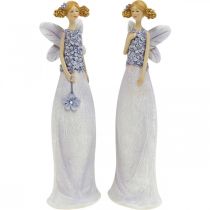 Bloesemfeeën, lentedecoratie, bloemenelfen violet H19/19.5cm set van 2