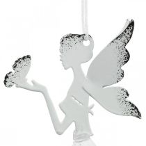 Artikel Hangende hanger elf decoratie metaal wit Ø6cm H9cm 4 stuks