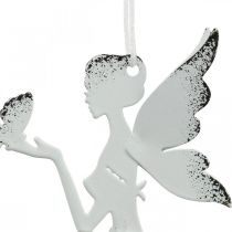 Hangende elf deco metaal wit Ø7,5cm H12cm 4st