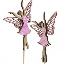 Bloemdecoratie, elf om op te plakken, lentedecoratie, decoratieve plug dansende fee natuur, roze 6st