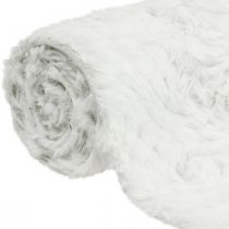 Tafelloper, imitatiebont wit, tafelloper, decoratief bont 15×200cm