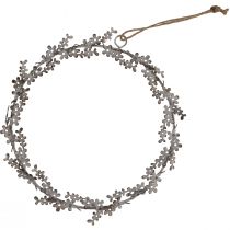 Artikel Raamdecoratie, deurkrans, shabby chic bloemenkrans, metaal, wit, Ø16,5cm