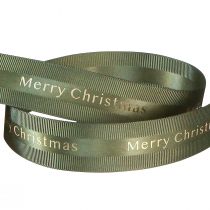 Artikel Feestelijk kerstlint in donkergroen met gouden &#39;Merry Christmas&#39; opschrift, breedte 25 mm, lengte 20 m