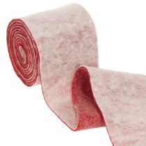 Artikel Viltlint, 100% wol, tweekleurig, als pannenlap, viltlint wit/rood, 15 cm x 5 m