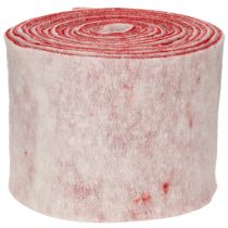 Artikel Viltlint, 100% wol, tweekleurig, als pannenlap, viltlint wit/rood, 15 cm x 5 m