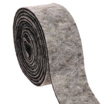 Artikel Viltband, potband, 100% wol, grijs/zwart, 7,5 cm breed, 5 m lang