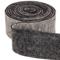Artikel Viltband, potband, 100% wol, grijs/zwart, 7,5 cm breed, 5 m lang