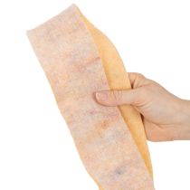 Artikel Een tweekleurige pannenlap van viltlint, gemaakt van zuivere wol, oranje/meerkleurig, 7,5 cm breed, 5 m lang.