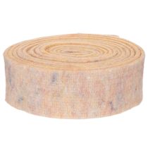 Artikel Een tweekleurige pannenlap van viltlint, gemaakt van zuivere wol, oranje/meerkleurig, 7,5 cm breed, 5 m lang.