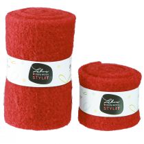 Artikel Vilten lint rood wollen lint decoratief lint B7/15cm L1m/1m set van 2