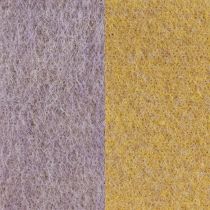 Artikel Vilten lint, potlint, wollen lint tweekleurig mosterdgeel, violet 15cm 5m