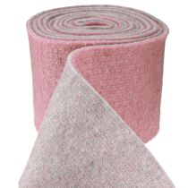 Artikel Vilten lint, potlint tweekleurig oudroze/grijs 15cm 5m