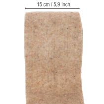 Artikel Wolviltlint, tweekleurig, per meter verkrijgbaar voor creatieve projecten, bruin/wit, 15 cm x 5 m