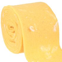 Artikel Vilten lint wollint decoratiestof gele veren wolvilt 15cm 5m