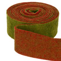 Artikel Viltband, tweekleurige pannenlapband, 100% wol, rood/groen, 7,5 cm breed, 5 m lang