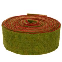 Artikel Viltband, tweekleurige pannenlapband, 100% wol, rood/groen, 7,5 cm breed, 5 m lang