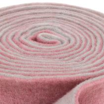 Artikel Vilten lint, potlint tweekleurig oudroze/grijs 15cm 5m