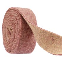 Artikel Vilten lint wollint decoratiestof wijnrood beige 7,5cm 5m