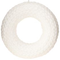 Artikel Viltkrans wolvilt om op te hangen wit gevlochten Ø30cm