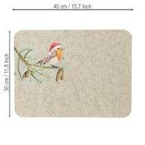 Artikel Viltmat tafelmat robin grijs vilt 40×30cm 4 stuks