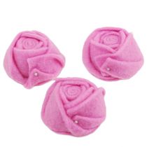 Vilt roos roze Ø8cm H4.5cm 6st