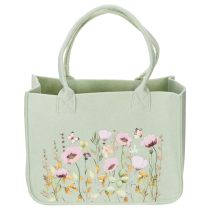 Artikel Vilten tas met bloemenmotief, ideaal om te versieren met kunstbloemen en als cadeautje, 38 cm