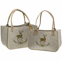 Vilten tas natuur met hert motief 2-set