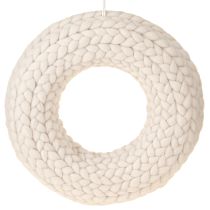 Artikel Vilt wol decoratieve krans om op te hangen in beige Ø30cm H4cm