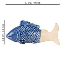 Artikel Keramiek Vis Decoratie Maritiem Blauw Beige 20×8×8.5cm 2 st.