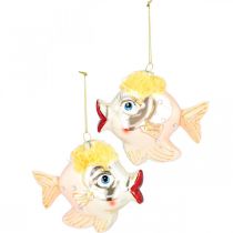 Artikel Kerstboomversiering vis, decoratieve hangers, kerstversiering, echt glas H9.5cm 2st