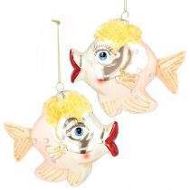 Artikel Kerstboomversiering vis, decoratieve hangers, kerstversiering, echt glas H9.5cm 2st