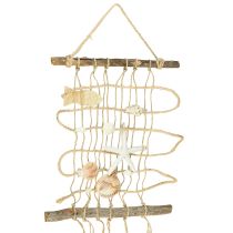 Artikel Visnet jute met schelpen maritieme wanddecoratie 25×55cm