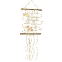 Artikel Visnet jute met schelpen maritieme wanddecoratie 25×55cm