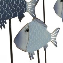 Artikel School vis deco metalen vis op houten voet 32×7×30cm