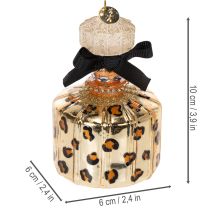 Artikel Kerstboomversiering: parfumflesje en lippenstift met luipaardprint, 11 cm, 2 stuks