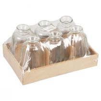 Artikel Decoratieve flesjes kandelaar mini vazen glas H11cm 6 st
