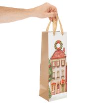 Artikel Cadeautasje met fles, kersthuisje en kerstboom (36 cm, 2 stuks)
