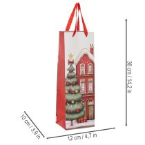 Artikel Cadeautasje met fles, kersthuisje en kerstboom (36 cm, 2 stuks)