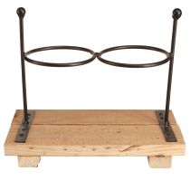 Artikel Decoratieve flesvaas, glas en hout, 23x12x19,5 cm, 2 stuks
